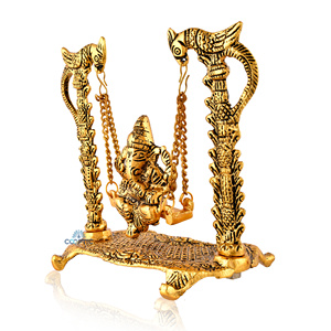 Smart Fashion Deal <b>Gold</b>-Plated Welded Metal Ganesh Ji <b>Statue</b> Idol Tableware Religious Modern for Gifting and Home Decoration - Product Image 3