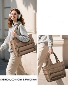 Wholesale Eco Friendly Nylon Quilted Puffer <b>Tote</b> <b>Bag</b> Lightweight Gym Shopping Beach <b>Bag</b> Custom Logo Color puffer <b>tote</b> <b>bag</b> - Product Image 4