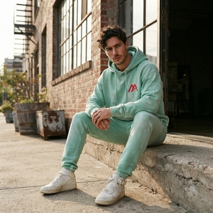 Sweat à capuche en molleton vert menthe pour homme, motif graphique, style streetwear décontracté, personnalisable, vente en gros, OEM, ODM, vêtements - Product Image 5