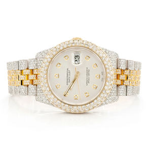 Montre à quartz avec cadran octogonal, aspect diamant, moissanite glacée - Product Image 1