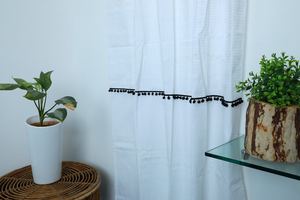 ผ้าม่านผ้าฝ้ายลายวาฟเฟิลแบบพรีเมี่ยมที่ทันสมัยพร้อมที่แขวนลูกไม้สำหรับห้องนอนบ้านโรงแรมสำนักงานตกแต่งประตูห่วงสปริงรวม - Product Image 6