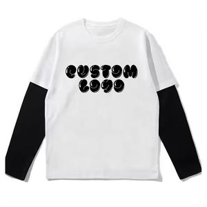 Vente en gros de t-shirts surdimensionnés et lourds en coton à manches longues double couche pour hommes, streetwear, logo personnalisé, t-shirt vierge à double couche - Product Image 5