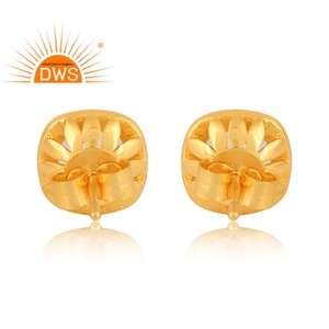 Dernière conception de boucles d'oreilles en argent sterling 925 plaqué or 18 carats avec pierre de lune arc-en-ciel naturelle Demi fabrication de bijoux fins - Product Image 3