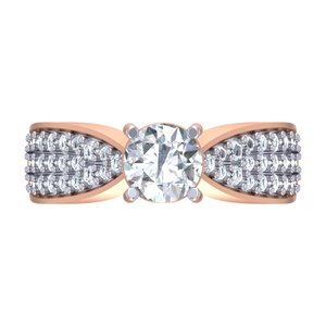 Bague en or jaune/rose massif 14 carats pour femmes, bague de fiançailles en diamant de laboratoire de luxe de 1 carat, taille ronde, cadeau de mariage - Product Image 6