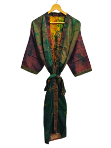 Tie Dye soie Kimono Bikini couvrir, vêtements de nuit longue Robe, fait à la main indien Vintage soie recyclée Sari Kimono, robe de bain, - Product Image 2