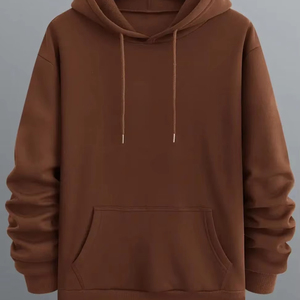 Sudadera con capucha de gran tamaño informal, jersey de lana de algodón suave personalizado, jersey de moda OEM con bolsillo para hombres y mujeres - Product Image 1