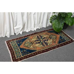 Large 1.7 X 3.6ft Bohemian Beige Black Wool <b>Rug</b> Classic Turkish Style Patchwork Pattern Latex Backing for Bedroom <b>Hallway</b> <b>Rug</b> - Product Image 3