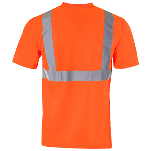 T-shirt de sécurité pour hommes haute visibilité orange fluorescent avec bandes réfléchissantes Tissu en maille respirante certifié pour la construction Chemise pour hommes - Product Image 2
