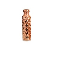 Bouteille à boire directement en cuivre pur de haute qualité, design poli brillant, couvercle avec revêtement anti-corrosion, style américain pour le camping
