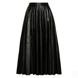 2025กระโปรงหนังเอวสูงสำหรับผู้หญิง, สินค้ามาใหม่กระโปรงยาวผ่าข้างสีพื้นมีไซส์ใหญ่ทรงพอดีตัว - Product Image 1