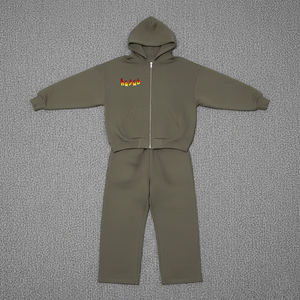 Conjunto Deportivo Unisex de Felpa 100% Algodón, Estilo Vintage con Lavado Ácido, Sudadera con Capucha y Cordón Ajustable, Pantalones Deportivos, Estampado Hip Hop, para Invierno, Venta al Por Mayor - Product Image 1