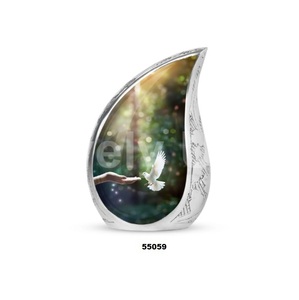 Belle urne adulte de crémation d'oiseau de colombe de larme en aluminium pour l'urne décorative de souvenir de cendres humaines avec le sac libre de velours - Product Image 1