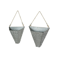 Ensemble de 2 vases à fleurs et jardinières décoratifs pour la maison à suspendre au mur de qualité supérieure Jardinière murale en métal galvanisé à la conception triangulaire