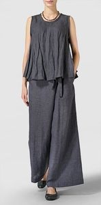 Ensemble haut court et pantalon en Viscose de bambou pour femme, couleur unie - Product Image 3