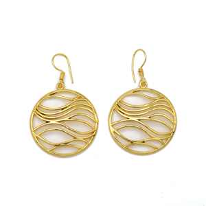 Exclusivos nuevos pendientes de gota de latón de Color dorado de 18 quilates a la moda diario Simple hueco patrón de textura ondulada estilo colgante Popular - Product Image 1