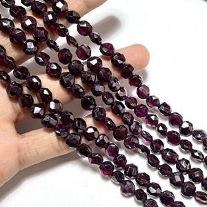 Cuentas de piedras preciosas Rojas naturales con forma de moneda granate facetado al por mayor con taladro vertical para Tiendas de Cuentas - Product Image 2