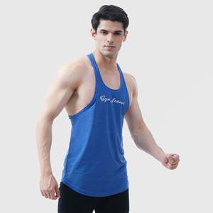 Débardeur XL bleu marine Flex Fit respirant de compression pour musculation, style basique uni avec broderie de strass, en polyester et coton - Product Image 4