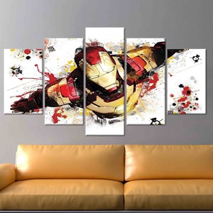 Impresión en Lienzo de Vidrio Templado de Iron Man de Marvel para Decoración de Habitación Infantil, Juego de 5 Lienzos Variados - Product Image 1