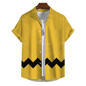 Fashion Yellow Oversized <b>Hawaiian</b> Social <b>Shirt</b> <b>For</b> <b>Men</b> <b>Men's</b> Summer Clothing 3D Print Short Sleeves Top Blouse - Product Image 4