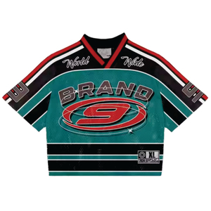Maillot de football américain rétro sublimé personnalisé en maille respirante à manches courtes, coupe carrée, style streetwear, unisexe, vente en gros - Product Image 2