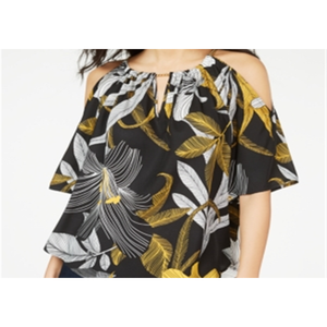 Top da Donna Thalia Sodi con Spalle Scoperte, Ricamo e Stampa Leopardata in Chiffon di Seta, Formale per Ufficio, Taglia XL, Primavera/Estate - Product Image 2