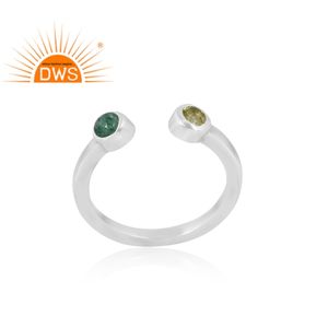 Bague tendance en argent sterling 925 avec péridot naturel et quartz fraise vert, la plus vendue – Fabricant de bijoux personnalisés - Product Image 1