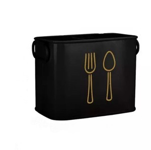 Best Quality Luxury Black Metal Cutlery Holder With Handle in Wholesale Price - Product Image 2