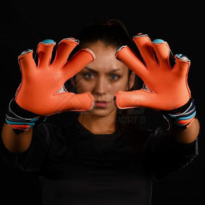 Gants de gardien de but professionnels en cuir de haute qualité, ajustement confortable, paume respirante, antidérapante, fermeture auto-agrippante complète - Product Image 4