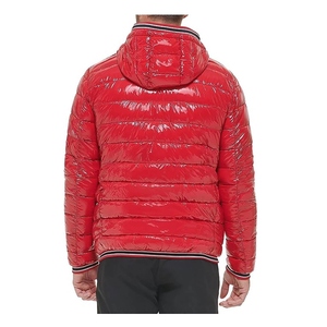 Custom Logo 100% Polyester Shiny Puffer <b>Jacket</b> <b>Men</b> Regular Length <b>Smart</b> <b>Casual</b> Sustainable Waterproof Canvas Fabric Stand Hooded - Product Image 2