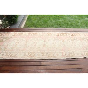 พรมตุรกีขนาด 3x9.4 ฟุต ลายดอกไม้สีชมพู พรมวินเทจทำจากขนสัตว์ - Product Image 3