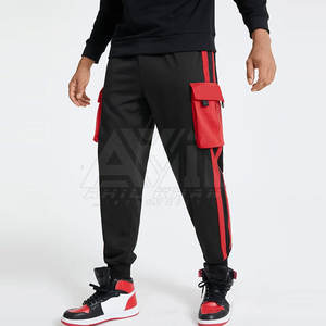 Pantalons cargo pour hommes, en coton molletonné, avec poche latérale, pantalons de jogging, logo personnalisé, OEM ODM - Product Image 2