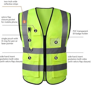 Gilet de sécurité haute visibilité réfléchissant pour le travail, la construction, certifié CE, coupe-vent, antibactérien - Product Image 3