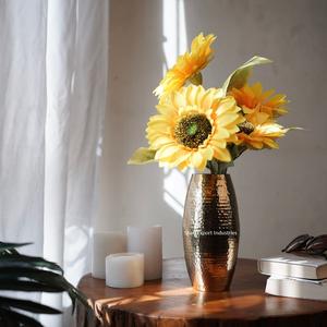 Most Selling Metal Hammered <b>Gold</b> Finished Flower <b>Vase</b> for Home & Office Desktop Decorative Handmade Floral <b>Vase</b> - Product Image 1