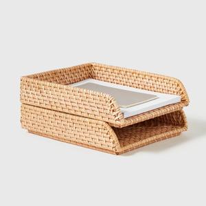 Vietnam Decorative Woven Rattan Stackable Letter Tray Handicraft Organize <b>Papers</b> Seagrass Magazine Holder Wicker <b>Paper</b> Rack - Product Image 1
