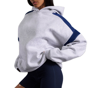 Sudadera con capucha de bloque de Color bordada personalizada, ropa de calle, Gimnasio Deportivo de alta calidad, 330gsm, Sudadera con capucha de lana de gran tamaño para mujer - Product Image 1