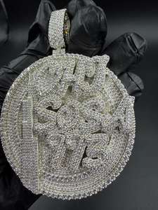 จี้เพชรโมอิสซาไนต์ทรงกลมแบบ Iced Out VVS ตัวอักษรสั่งทำได้ เงินแท้ 925 สไตล์ฮิปฮอปสุดหรู สำหรับผู้ชายและผู้หญิง - Product Image 3