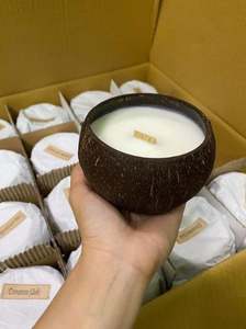 Bol à bougies en coquille de noix de coco, pour bougie avec Logo Laser gravé fabriqué à l'extérieur au Vietnam, eco 2go - Product Image 4