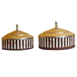 Incrustation de perles en bois, bols de service, décoration de mariage, luxe, métal, cadeau arabe eid ramadan, meilleure vente - Product Image 5