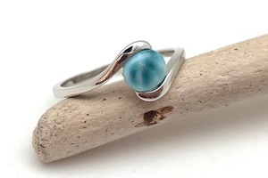 Handmade Natural Larimar Gemstone Ring 925 Sterling Silver Invisible Setting Third Party Certified Unique Trendy Party Wear <b>Gift</b> - Product Image 5
