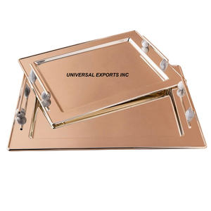 ชุดถาดช็อคโกแลตสองชิ้นสีทองถาดช็อคโกแลตรูปทรงสี่เหลี่ยมผืนผ้าแบบตอกบนโต๊ะถาดช็อคโกแลตแฟนซีมาใหม่ - Product Image 6