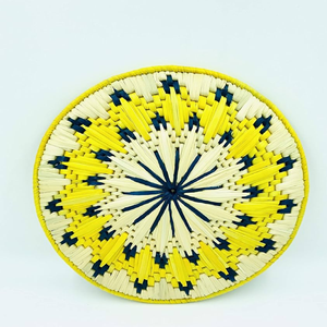 Plaque murale décorative tissée à la main, conception circulaire verte et rouge, tenture murale pour décoration de chambre fête de bureau - Product Image 2