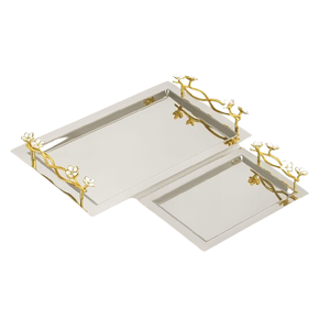 Plateau de service de qualité alimentaire en laiton en acier inoxydable pour un nettoyage facile pour les ustensiles de cuisine à manger pour les fêtes de vacances à domicile - Product Image 5