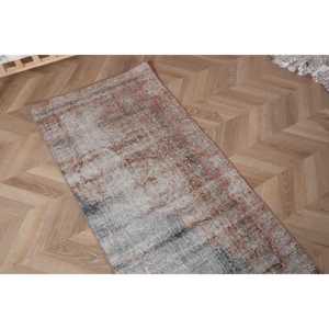 2.3x6.4 ft <b>Rug</b>, Vintage Turkish <b>Runner</b> <b>Rug</b>, Gray Wool <b>Rug</b> - Product Image 4