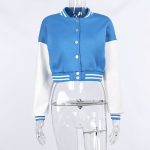 Oem Custom Blank Cropped Varsity <b>Jackets</b> for Women's Customized Varsity Crop <b>Jackets</b> for Your Brand - Product Image 4