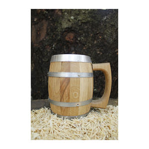 โถเก็บของไม้ทนทานขนาด500มล. พร้อมที่จับถ้วยอลูมิเนียมและแหวนชุบสังกะสีถังกลองและถังแบบวินเทจที่มีเอกลักษณ์ - Product Image 5