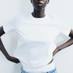 Recién llegado, superventas, camisetas personalizadas para mujer, camisetas en blanco lisas de 100% algodón ajustadas para mujer, camisetas de gran tamaño de verano al por mayor - Product Image 2