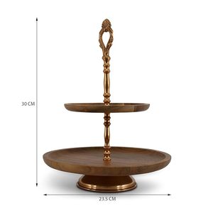 Aluminum <b>Cake</b> <b>Stand</b> With Wooden Top Perfect For Serving Guests During Special Ceremonies And Functions - Product Image 6