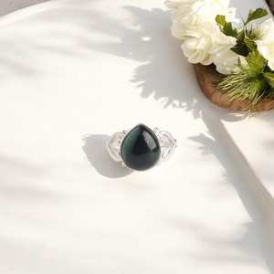 Bague en argent sterling 925 avec pierre précieuse en malachite de forme ovale en forme de cœur, certifiée IGI, bijoux de déclaration faits à la main, élégante pour femmes - Product Image 2