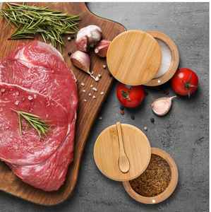 Ensemble de boîtes à épices en bambou naturel avec couvercle pivotant, fente pour cuillère, sel et poivre magnétiques, récipient de rangement pour épices de cuisine, pot écologique - Product Image 6