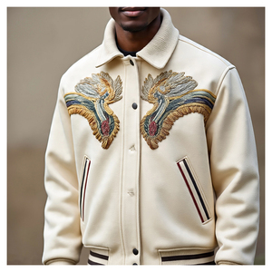 100% chaquetas universitarias de manga de lana Collage hombres invierno Chenille bordado parches béisbol Varsity chaqueta hombres - Product Image 2